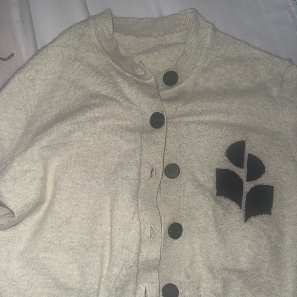 Isabel Marant Ivory and Black Buttoned Cardigan